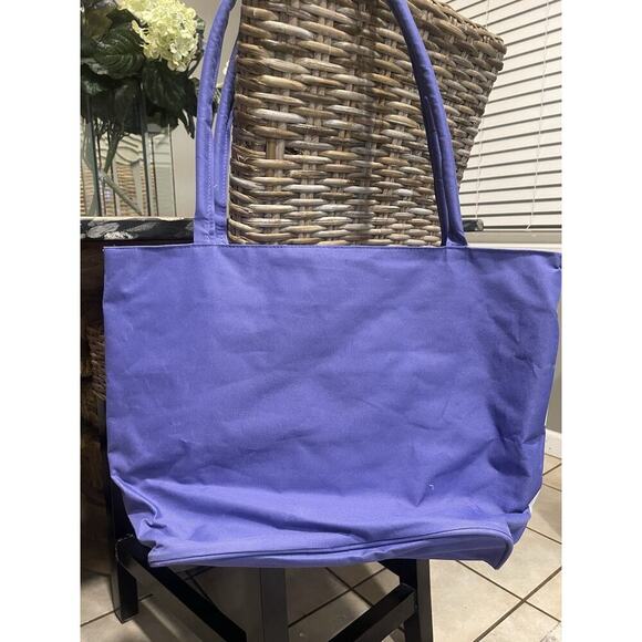 Cancun Mexico 18" Large Striped Beach Tote Bag, Purple, Zippered Beach Towel Bag - Picture 3 of 5